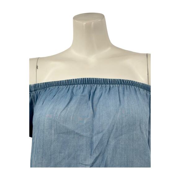 Bella‎ Dahl Anthropologie Dress Womens XS Chambray Off the Shoulder Mini Beachy - Picture 2 of 8